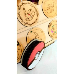 Set de 6 sous-verres Pokémon avec boîte Pokeball | Fait main en bois