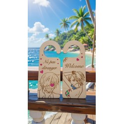 Accroche-porte One Piece en bois Sanji & Nami – décoration artisanale