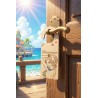 Accroche-porte en bois gravé One Piece Nami en français accroché à une porte