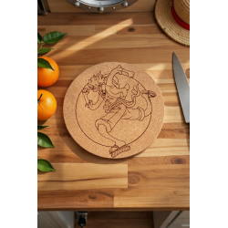 One Piece Joy Boy trivet placed on a kitchen countertop