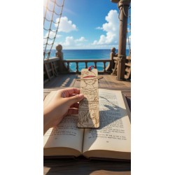 One Piece wooden bookmark featuring Luffy, Zoro, and Sanji shown in one's hand
