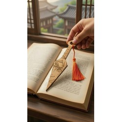 Marque-page Naruto Kunai en bois tenu par une main