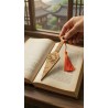 Naruto Kunai wooden bookmark held by one hand