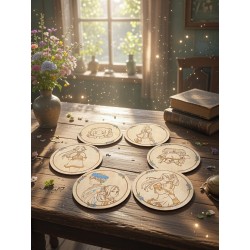 Frieren wooden coasters used on a table