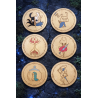 Hollow Knight wooden coasters, top view presentation