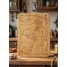 One Piece Sanji bamboo cutting board, front view, in the kitchen