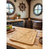 One Piece Sanji bamboo cutting board used in the kitchen