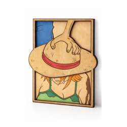 Manga Wooden Wall Art Luffy & Nami – Handmade Relief Wood Panel