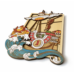 Sunny Wooden Wall Art – Handmade Layered Pirate Ship Decor