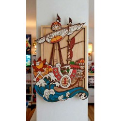 Tableau Sunny en bois relief – Décoration murale artisanale