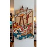 Sunny Wooden Wall Art – Handmade Layered Pirate Ship Decor