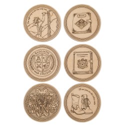 Fourth Wing - 6 Sous-verres en bois gravés Univers fantasy, romantasy & dragons