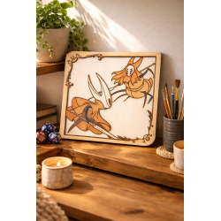 Tableau Hollow Knight Silksong en bois relief – Décoration murale artisanale