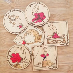 Hollow Knight Silksong Wooden Coasters – Set of 6 Gaming Coasters