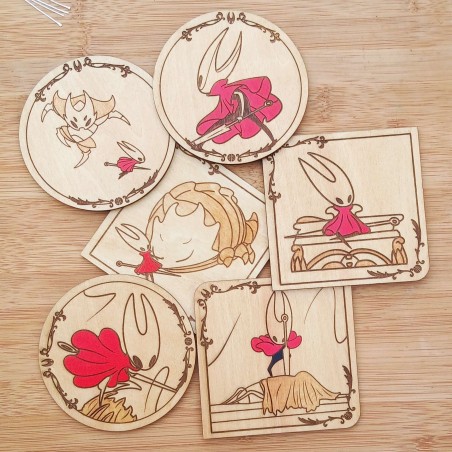 Hollow Knight Silksong - Set de 6 sous-verres en bois Hornet – set gaming