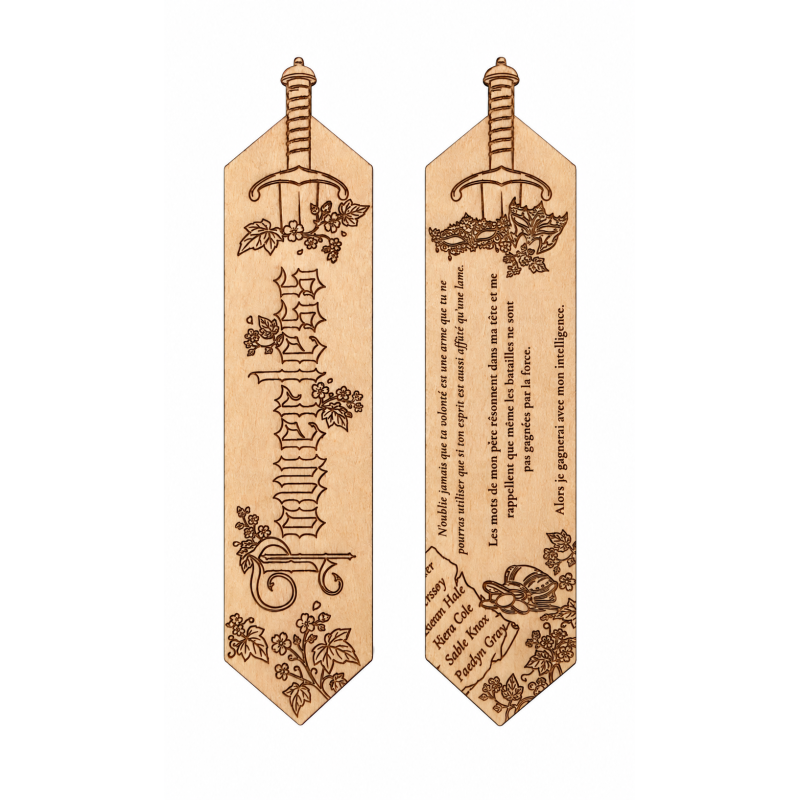 Marque-page Powerless en bois gravé – recto verso