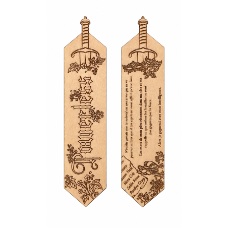 Marque-page Powerless en bois gravé – recto verso