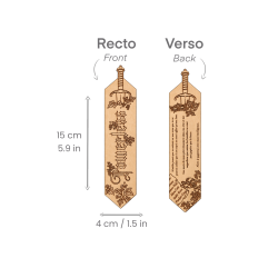 Marque-page Powerless en bois gravé – recto verso