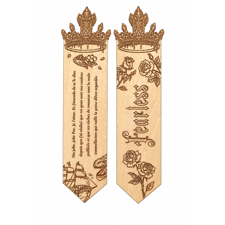 Marque-page Fearless en bois gravé – recto verso